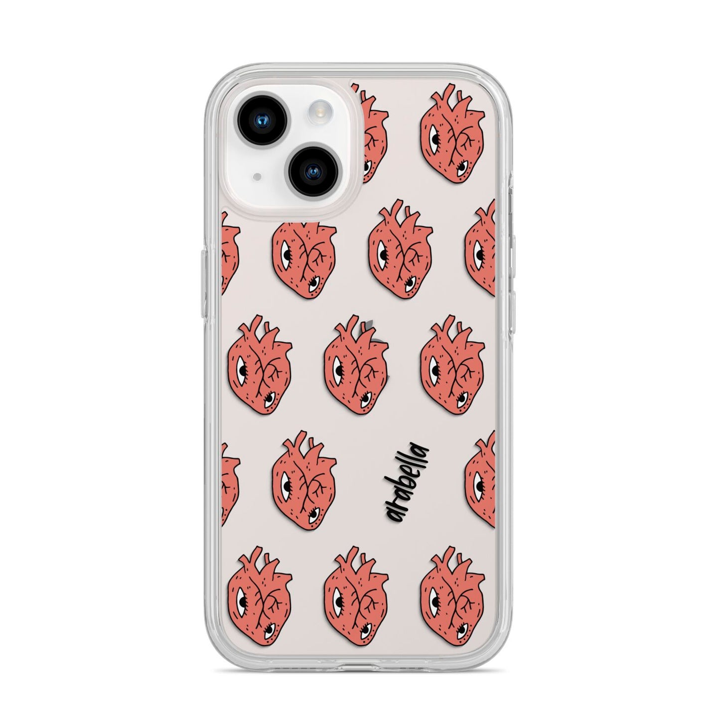 Heart Eyes Halloween Personalised iPhone 14 Clear Tough Case Starlight