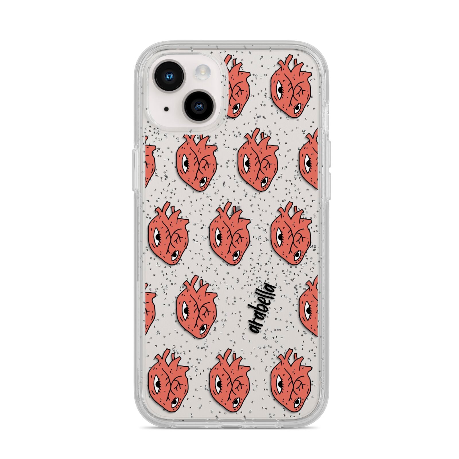 Heart Eyes Halloween Personalised iPhone 14 Plus Glitter Tough Case Starlight