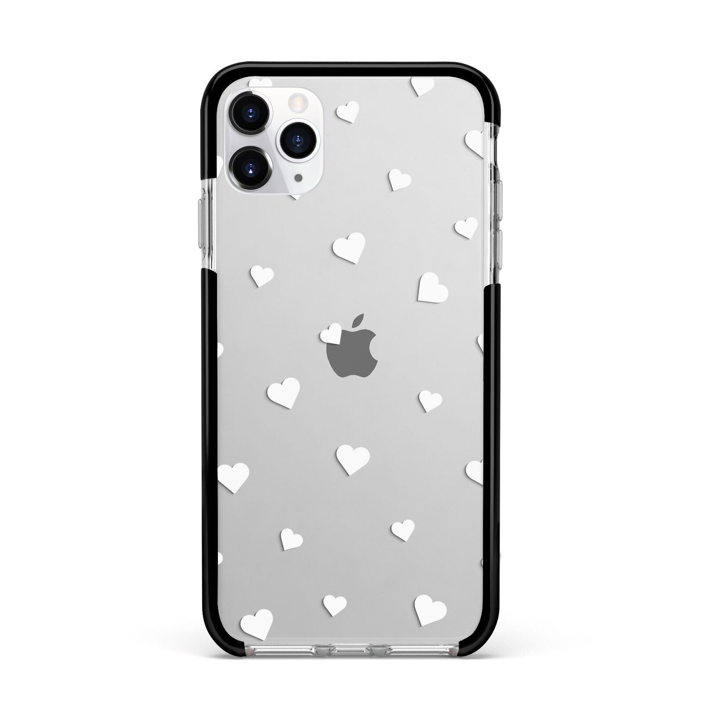 Heart Pattern Apple iPhone 11 Pro Max in Silver with Black Impact Case