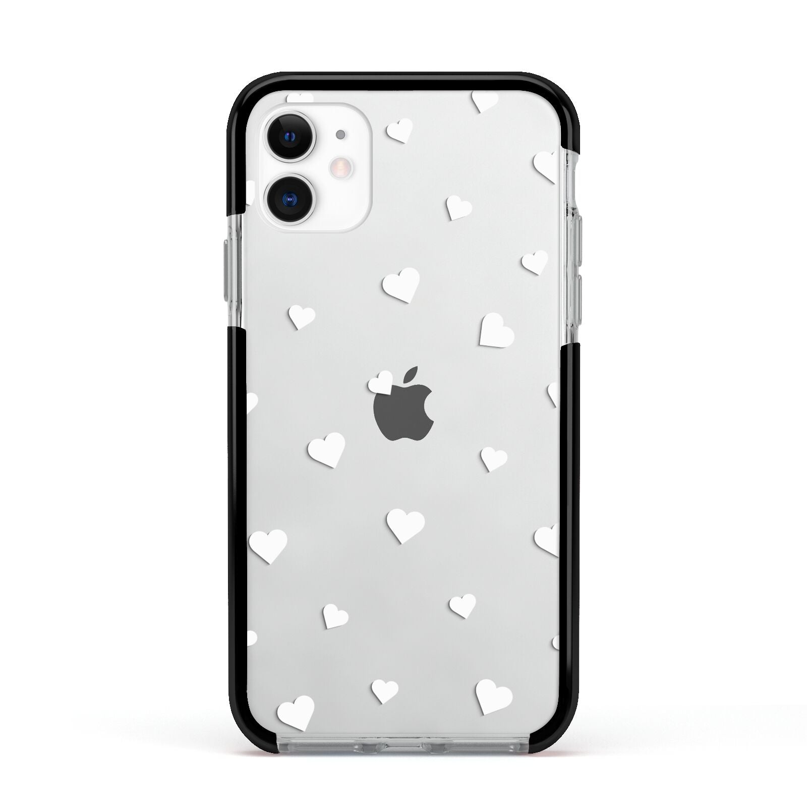 Heart Pattern Apple iPhone 11 in White with Black Impact Case