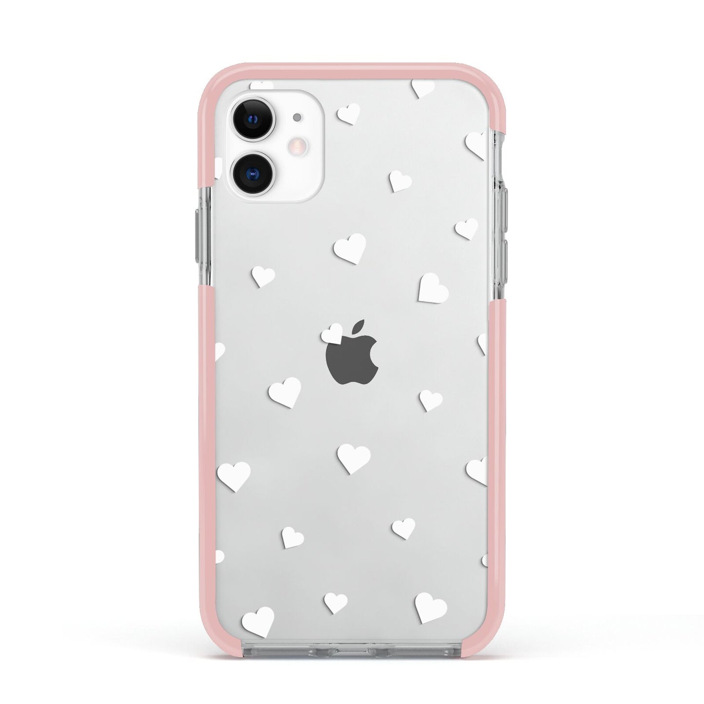 Heart Pattern Apple iPhone 11 in White with Pink Impact Case