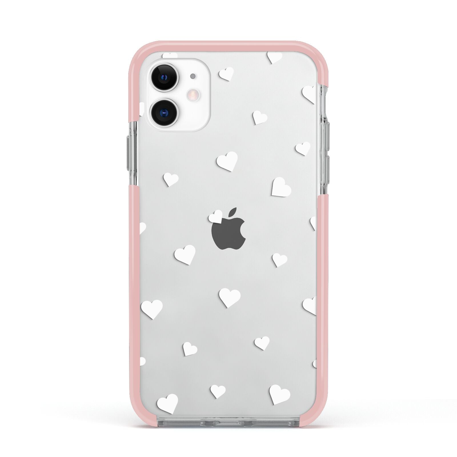 Heart Pattern Apple iPhone 11 in White with Pink Impact Case