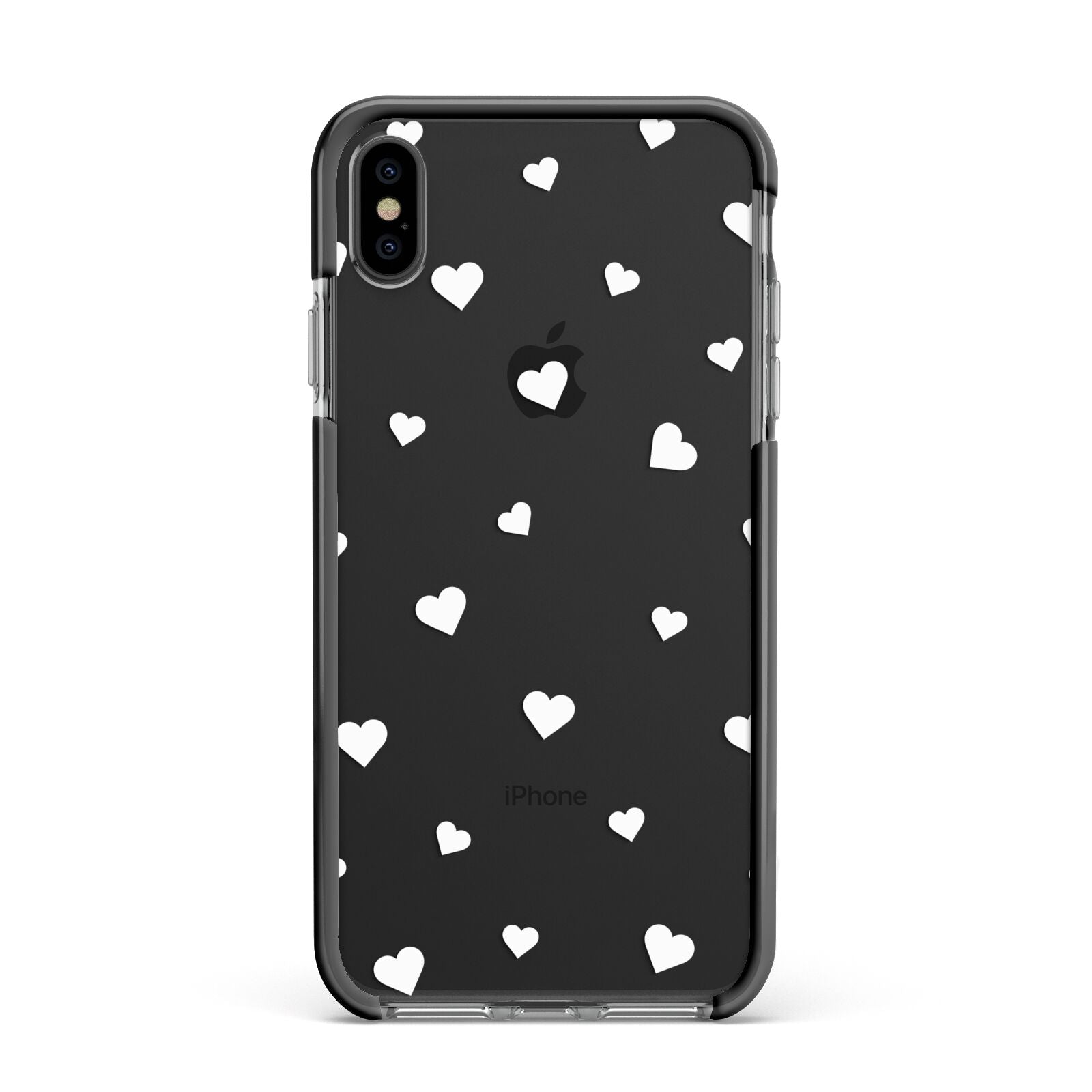 Heart Pattern Apple iPhone Xs Max Impact Case Black Edge on Black Phone