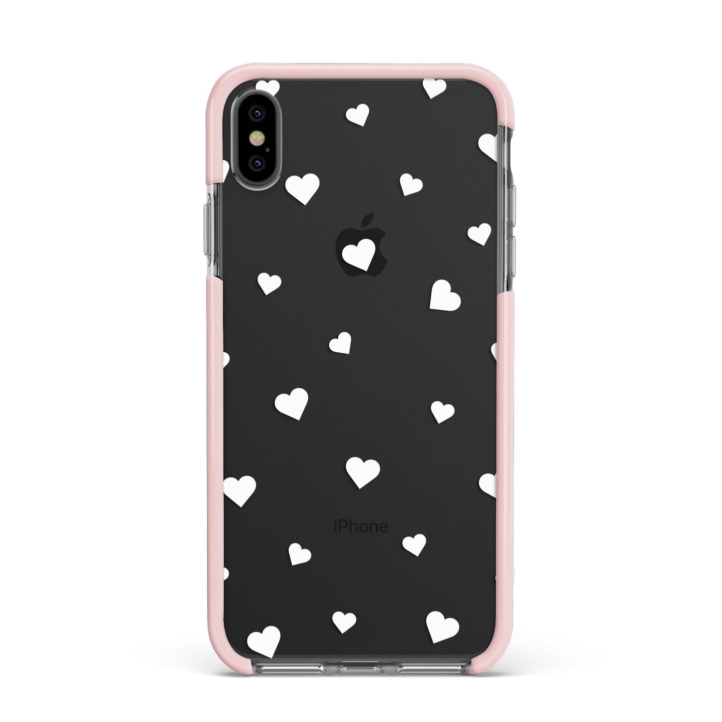 Heart Pattern Apple iPhone Xs Max Impact Case Pink Edge on Black Phone