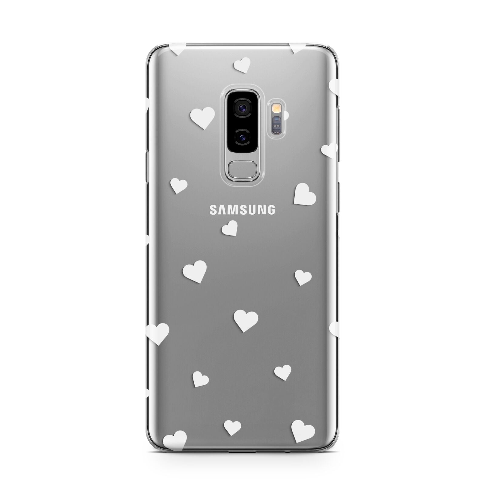 Heart Pattern Samsung Galaxy S9 Plus Case on Silver phone