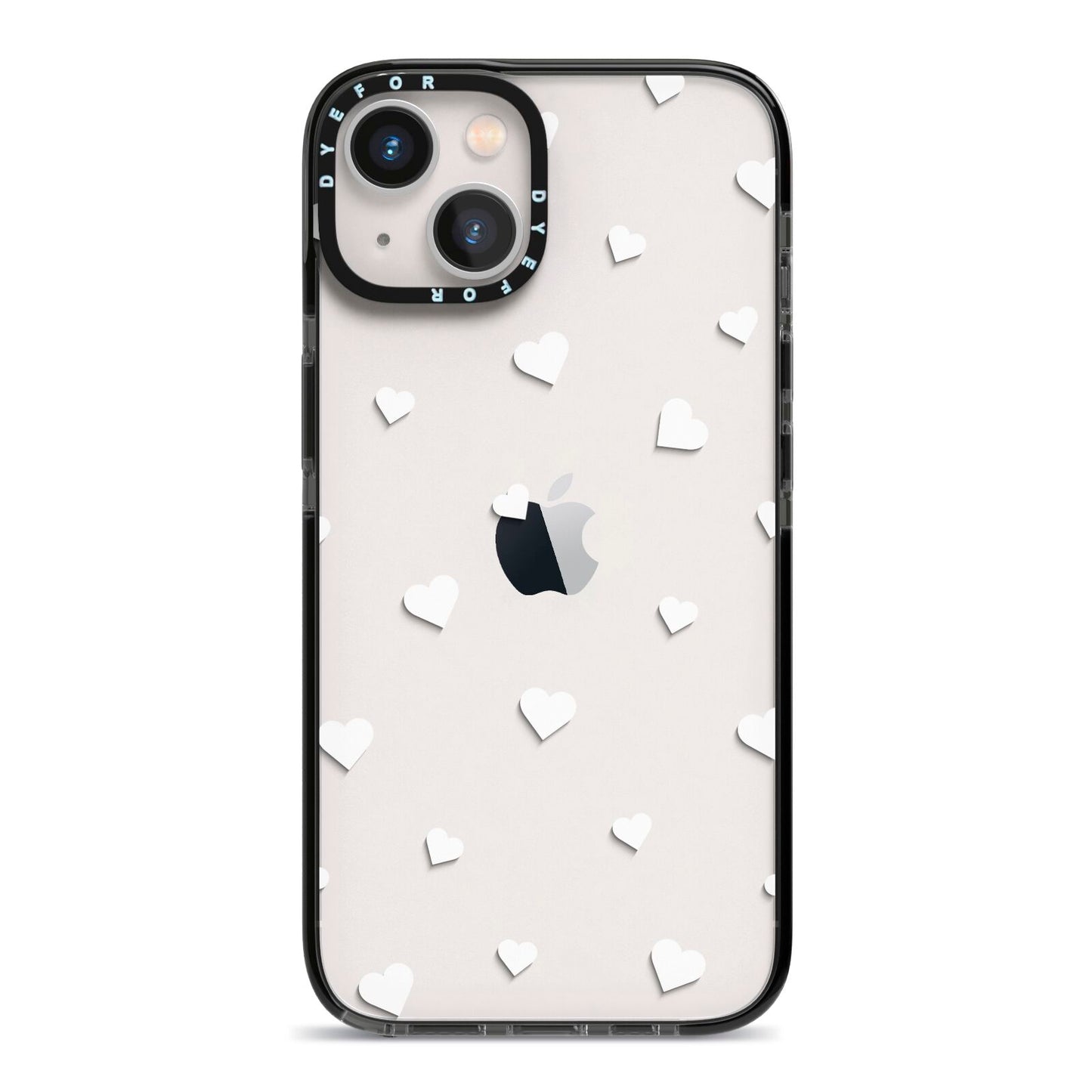 Heart Pattern iPhone 13 Black Impact Case on Silver phone