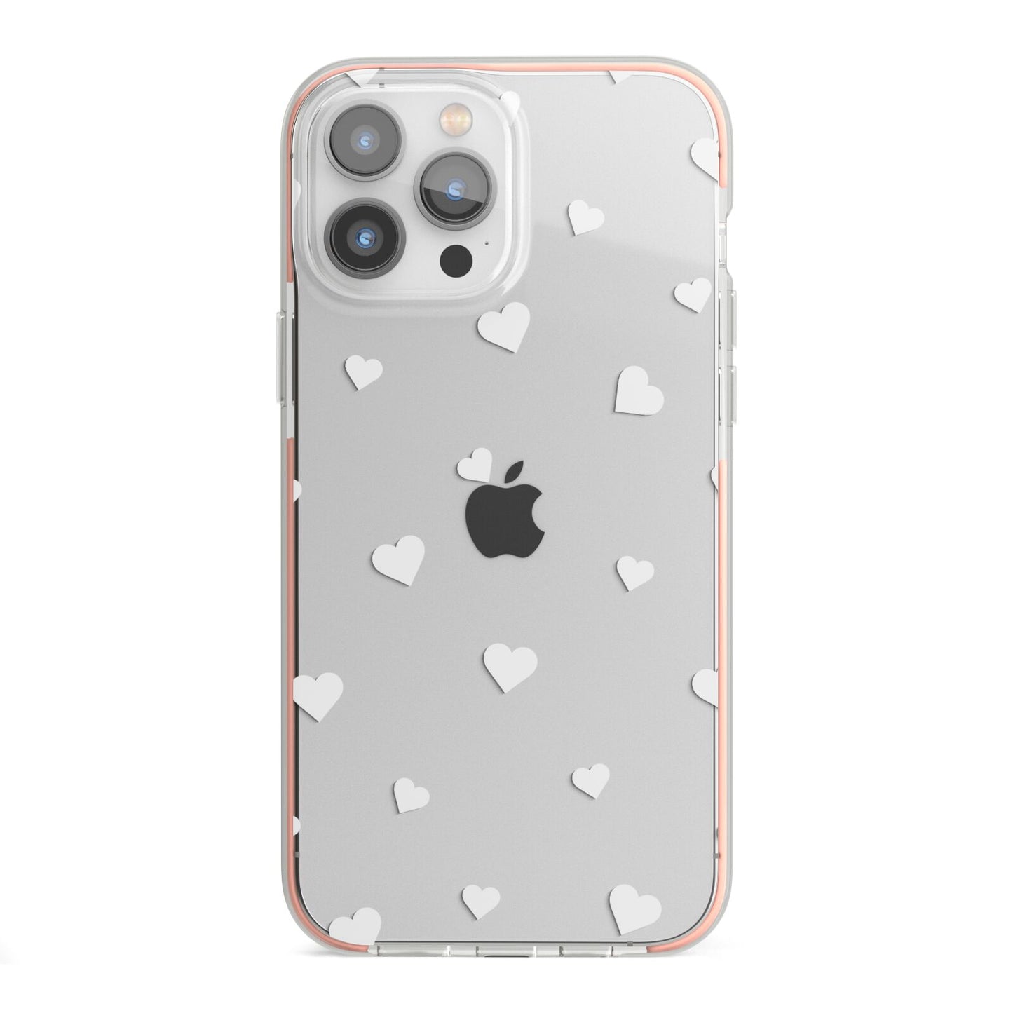 Heart Pattern iPhone 13 Pro Max TPU Impact Case with Pink Edges