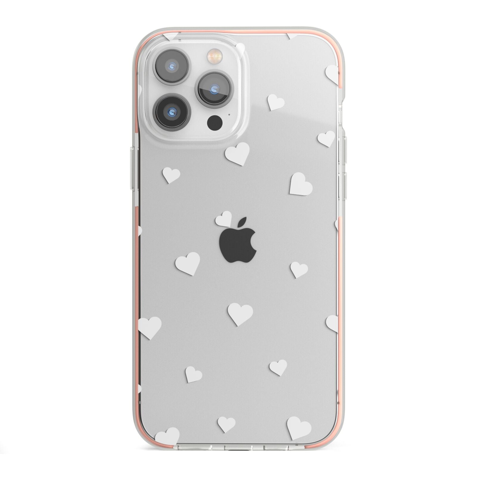 Heart Pattern iPhone 13 Pro Max TPU Impact Case with Pink Edges