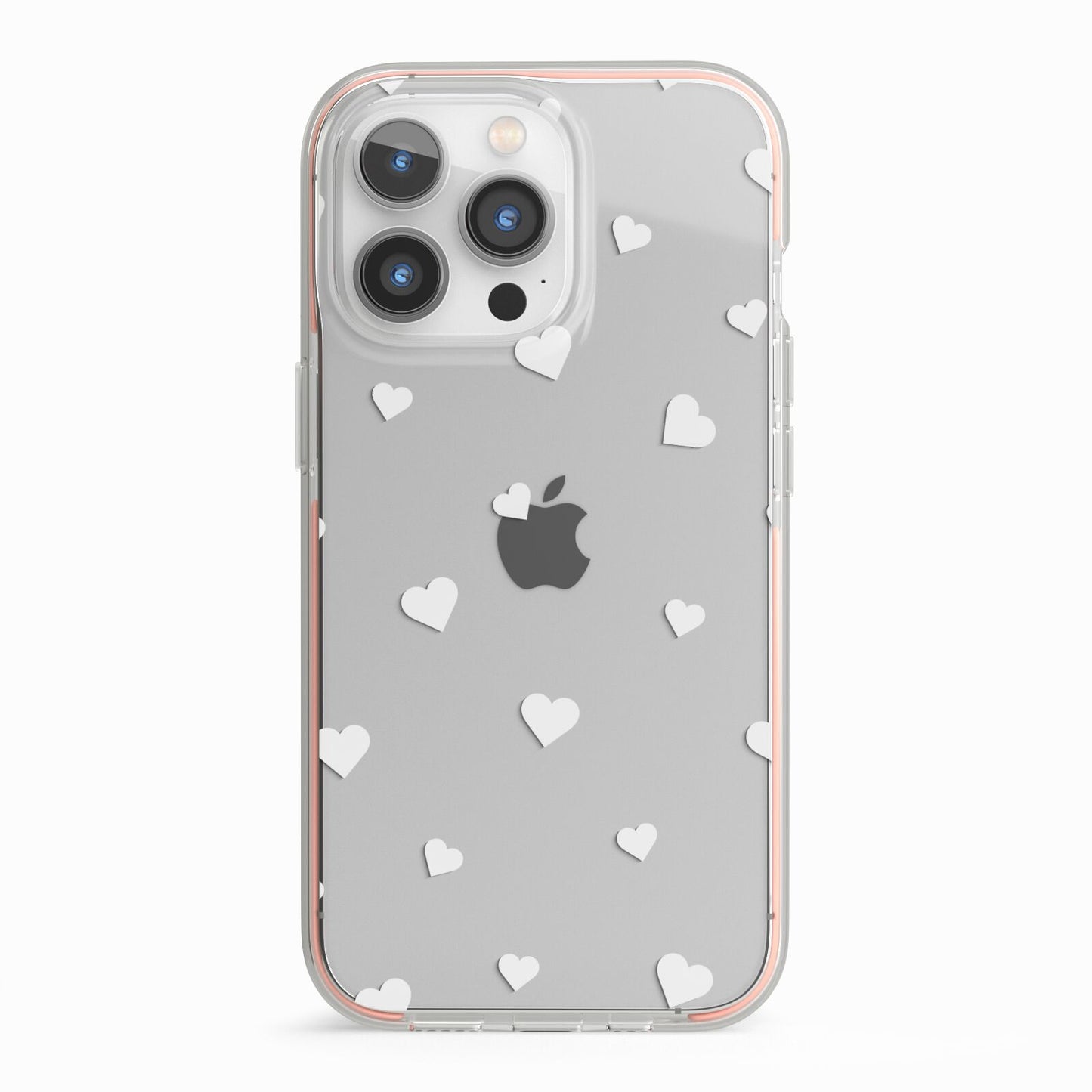 Heart Pattern iPhone 13 Pro TPU Impact Case with Pink Edges