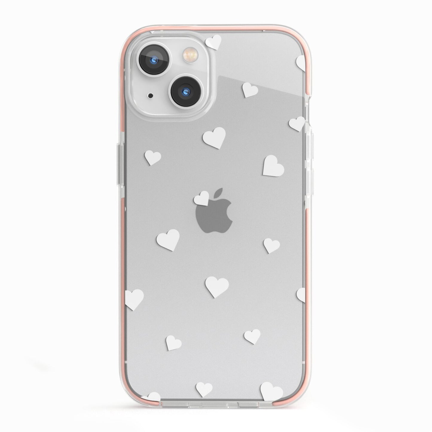 Heart Pattern iPhone 13 TPU Impact Case with Pink Edges