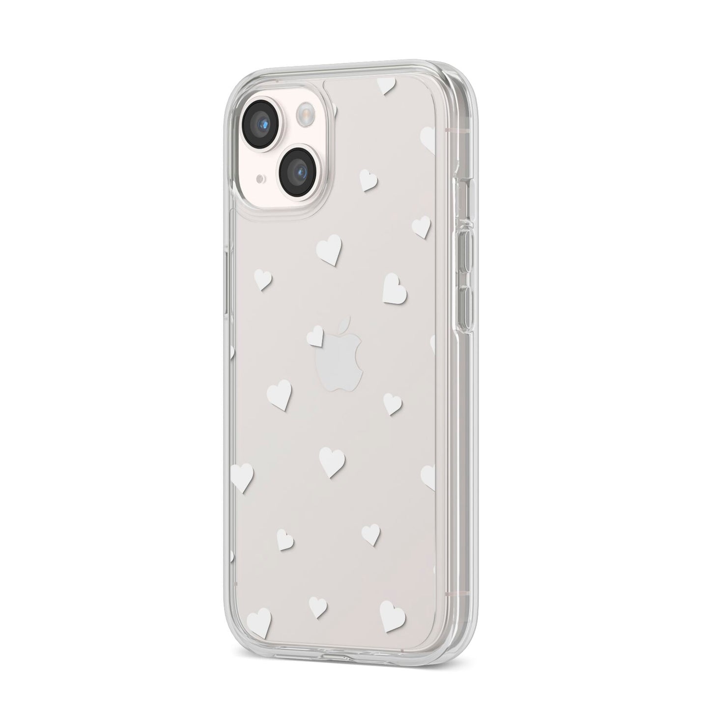 Heart Pattern iPhone 14 Clear Tough Case Starlight Angled Image