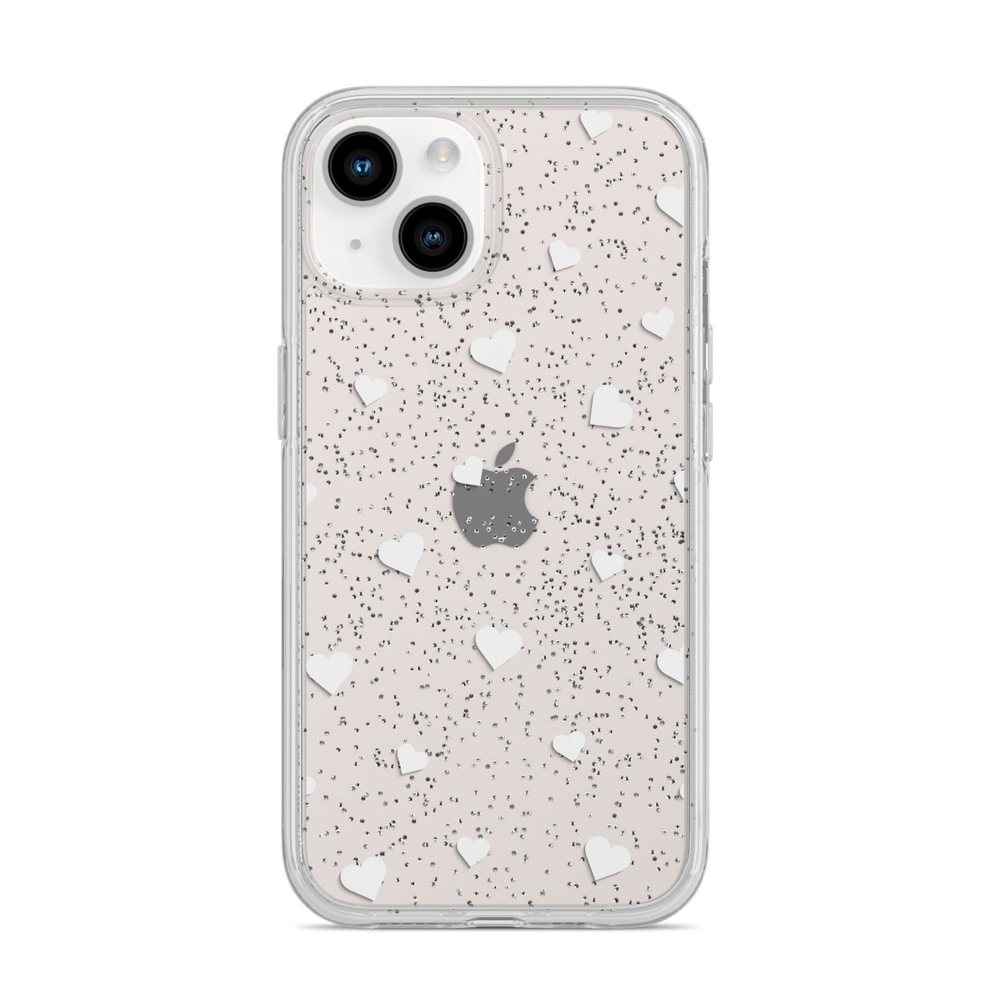 Heart Pattern iPhone 14 Glitter Tough Case Starlight