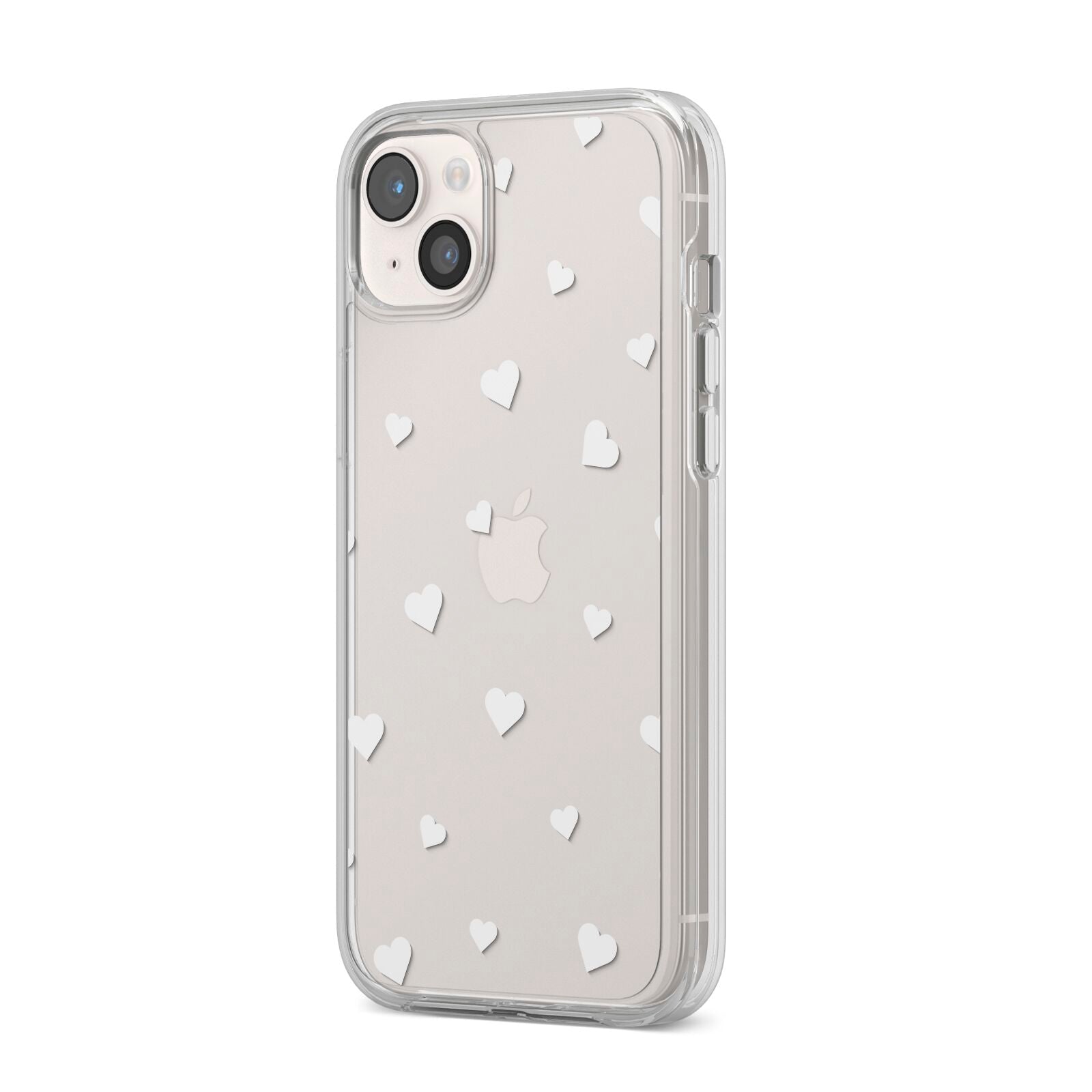 Heart Pattern iPhone 14 Plus Clear Tough Case Starlight Angled Image