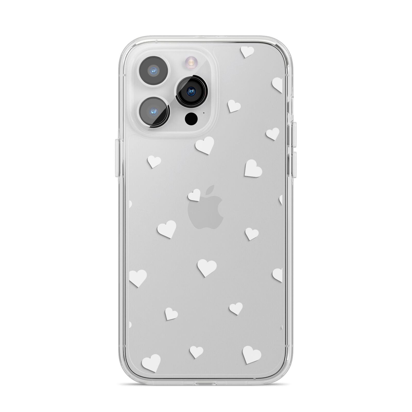 Heart Pattern iPhone 14 Pro Max Clear Tough Case Silver