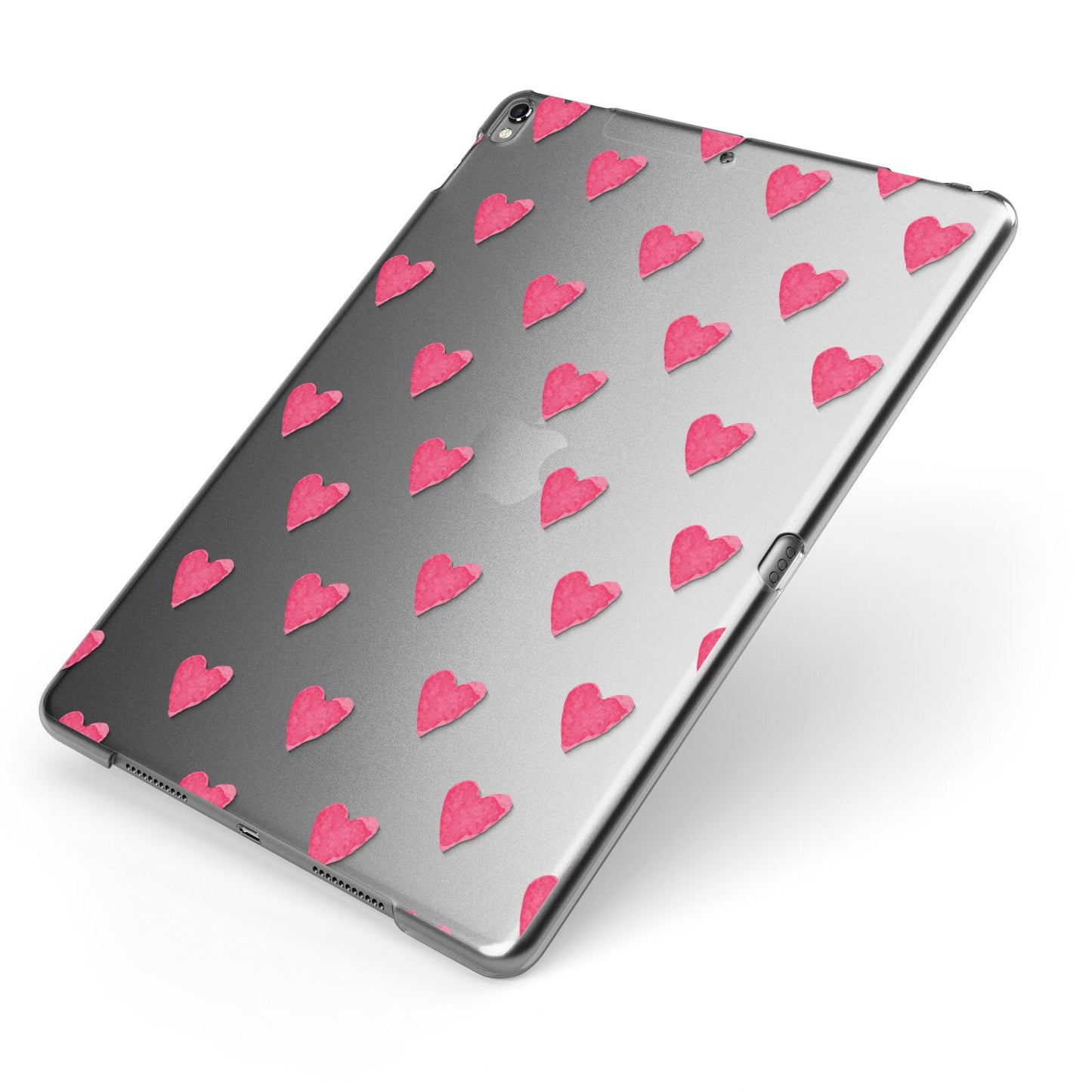 Heart Patterned Apple iPad Case on Grey iPad Side View