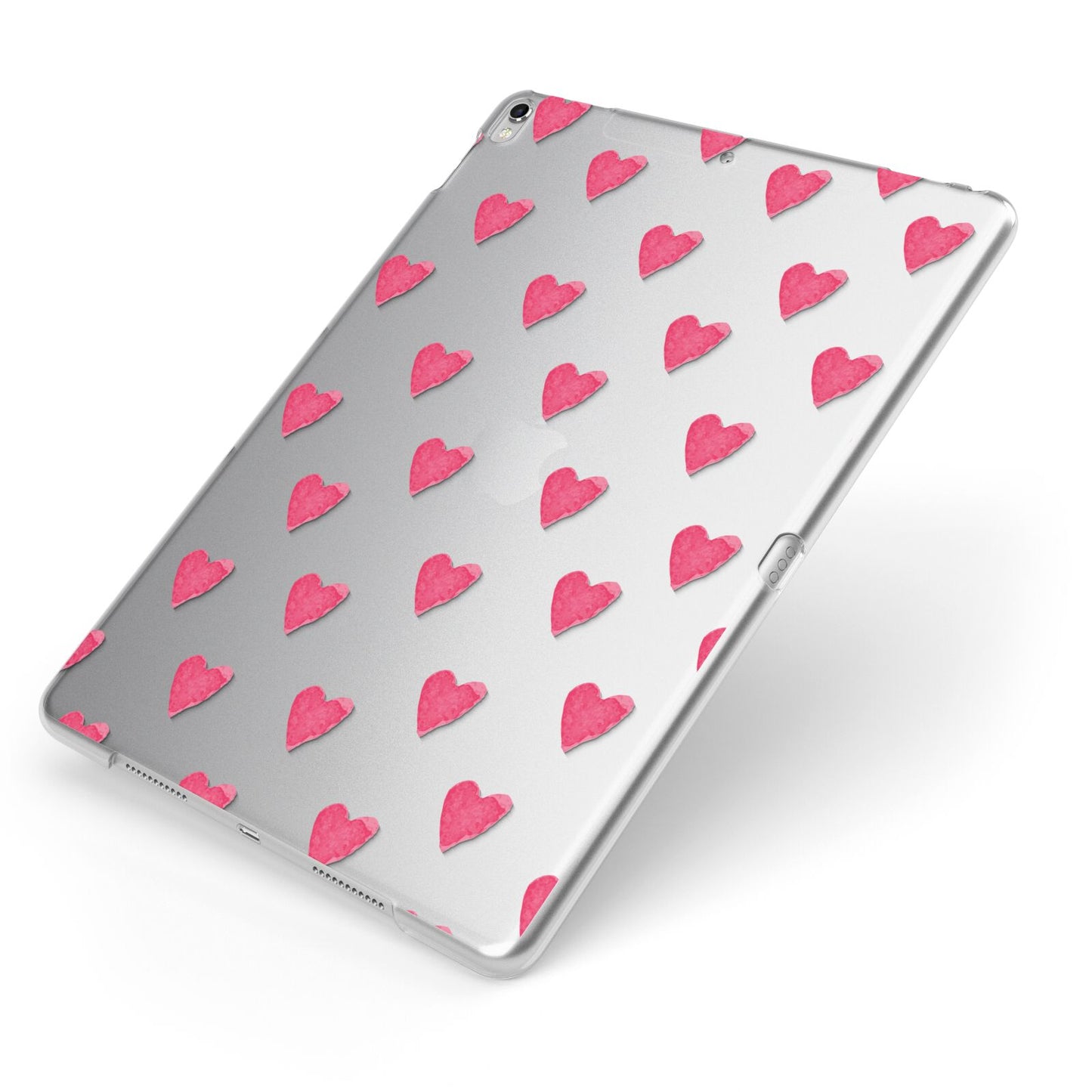 Heart Patterned Apple iPad Case on Silver iPad Side View