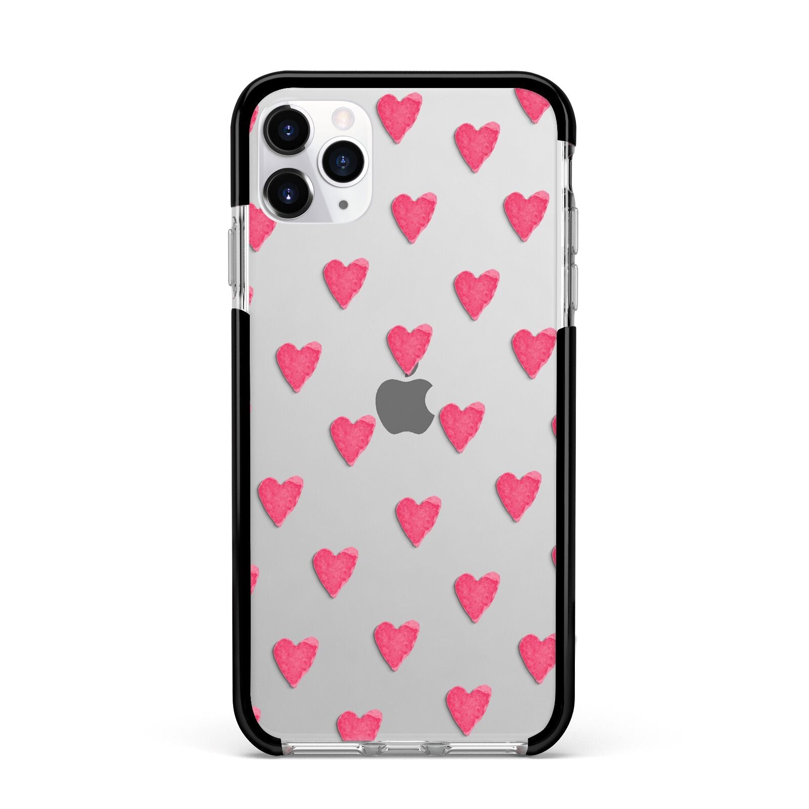 Heart Patterned Apple iPhone 11 Pro Max in Silver with Black Impact Case