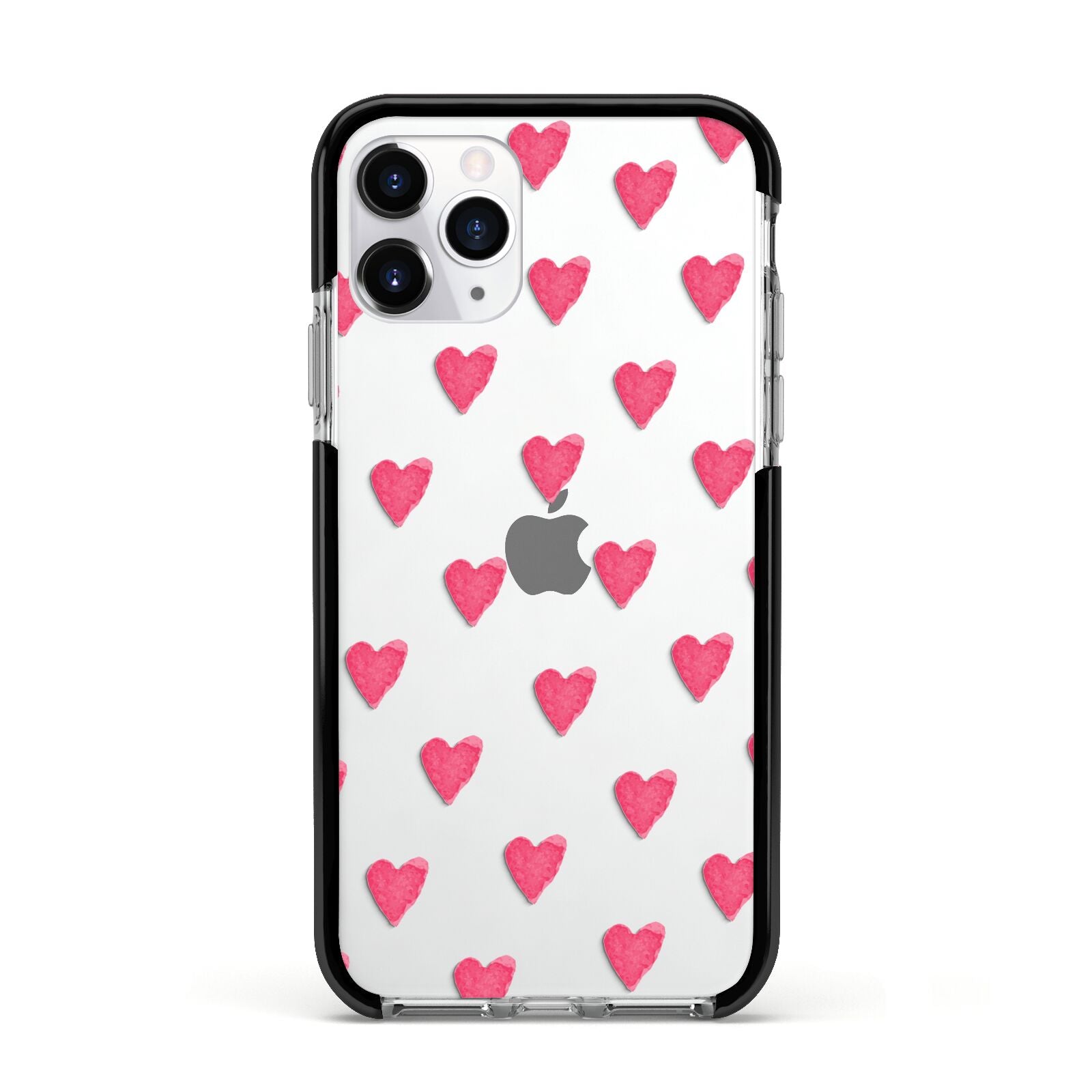 Heart Patterned Apple iPhone 11 Pro in Silver with Black Impact Case