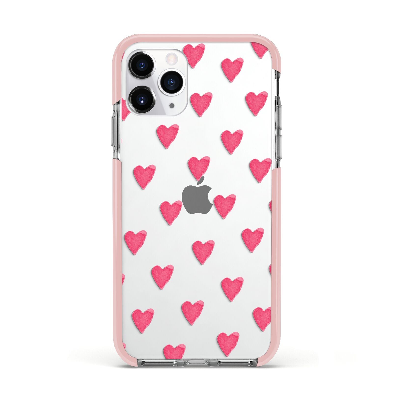 Heart Patterned Apple iPhone 11 Pro in Silver with Pink Impact Case