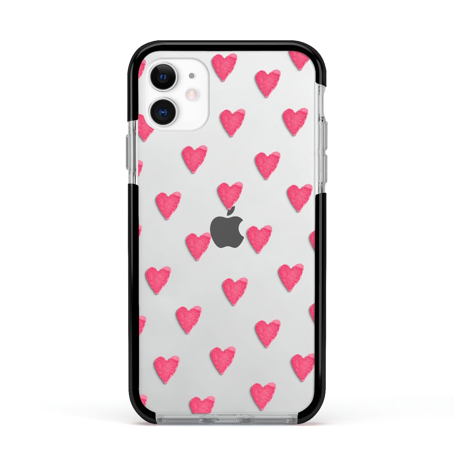 Heart Patterned Apple iPhone 11 in White with Black Impact Case