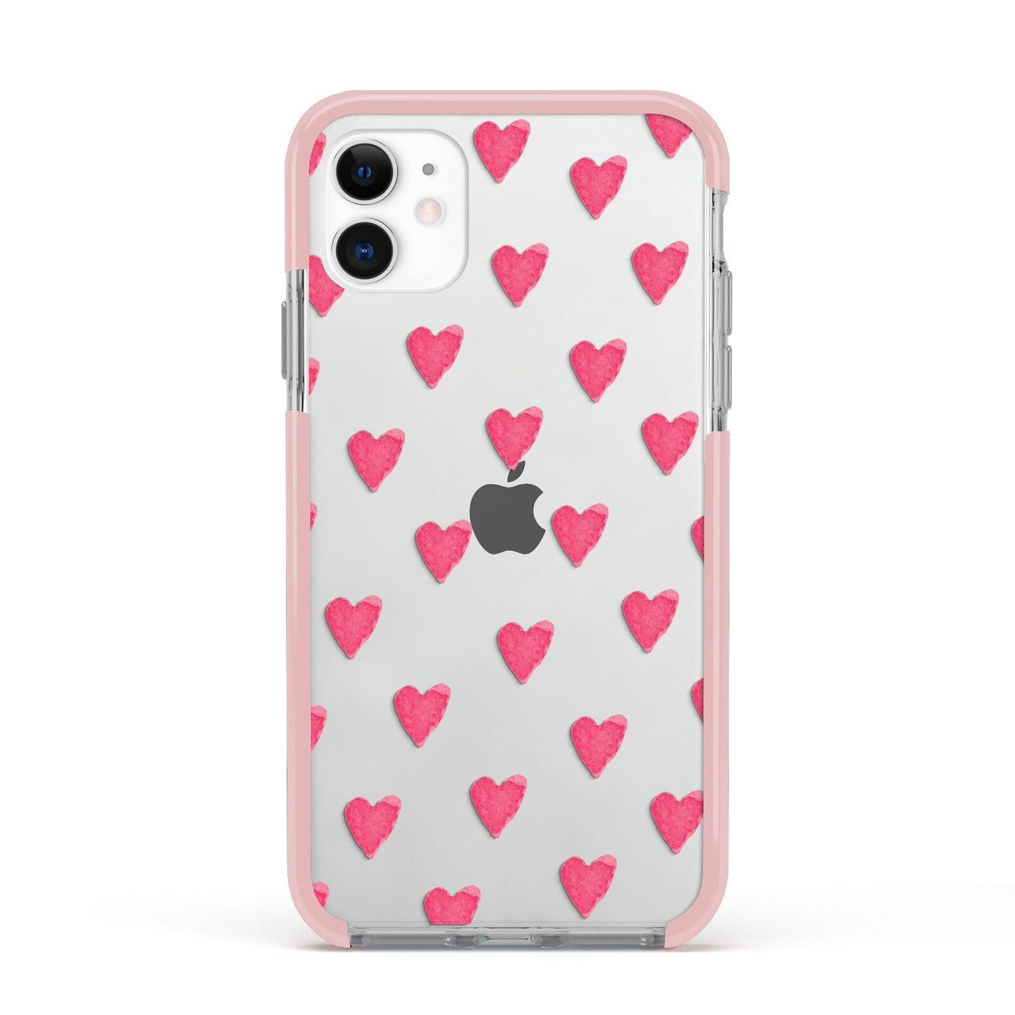 Heart Patterned Apple iPhone 11 in White with Pink Impact Case