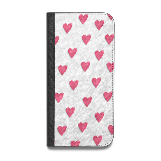 Heart Patterned Vegan Leather Flip iPhone Case