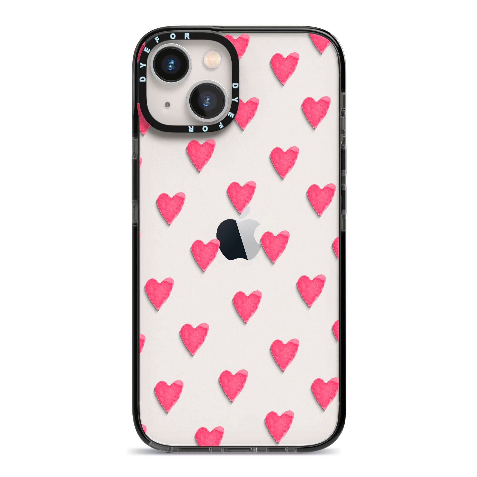 Heart Patterned iPhone 13 Black Impact Case on Silver phone