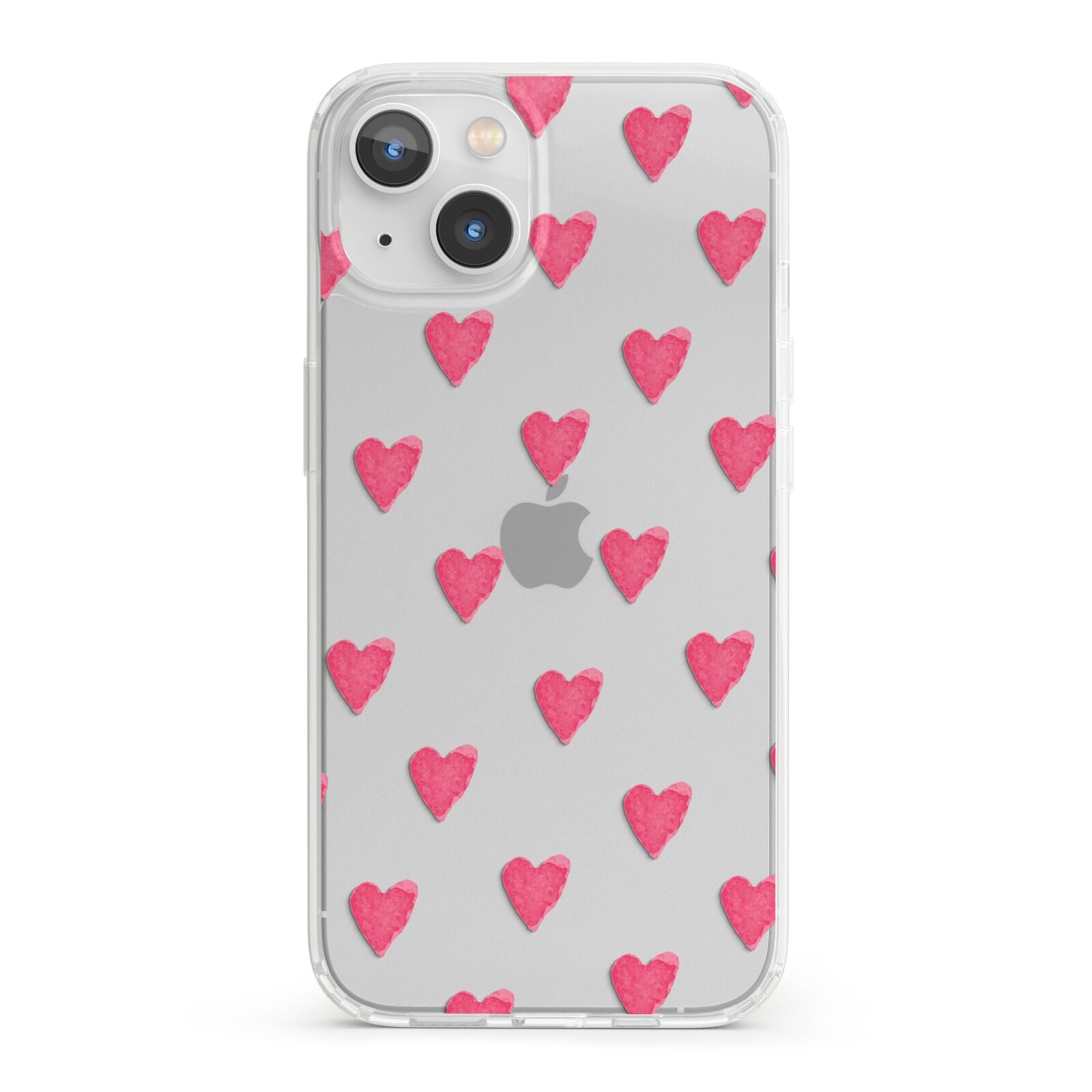 Heart Patterned iPhone 13 Clear Bumper Case