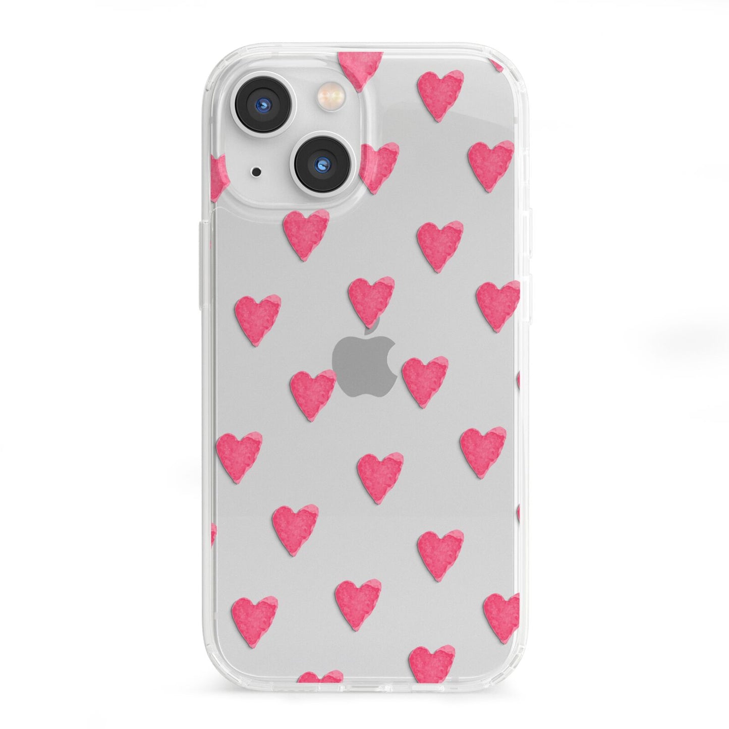 Heart Patterned iPhone 13 Mini Clear Bumper Case