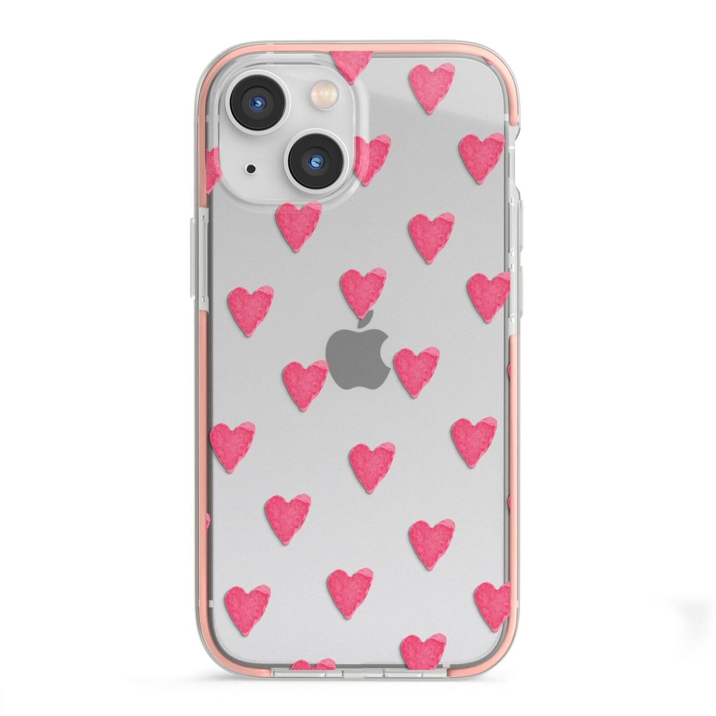 Heart Patterned iPhone 13 Mini TPU Impact Case with Pink Edges