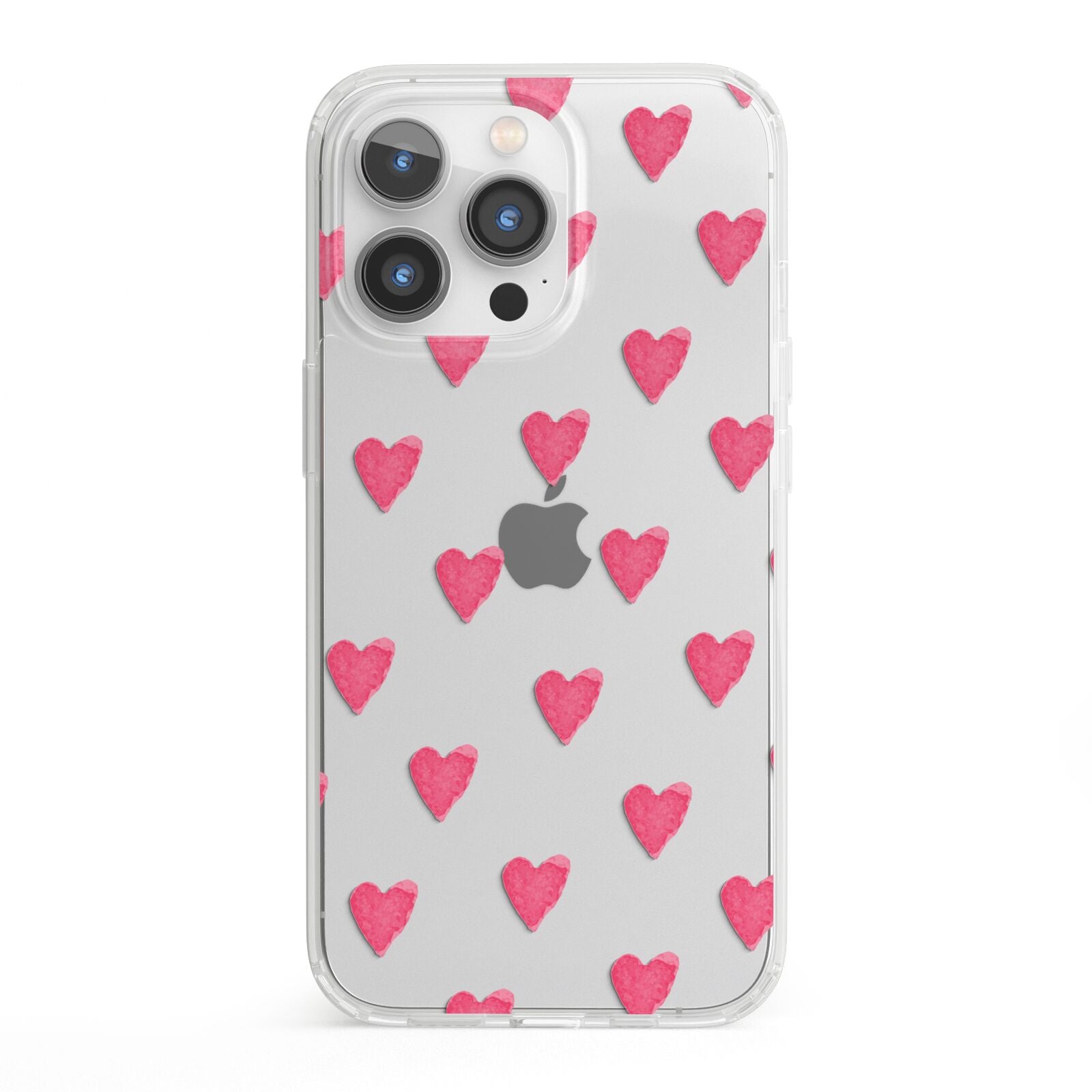 Heart Patterned iPhone 13 Pro Clear Bumper Case