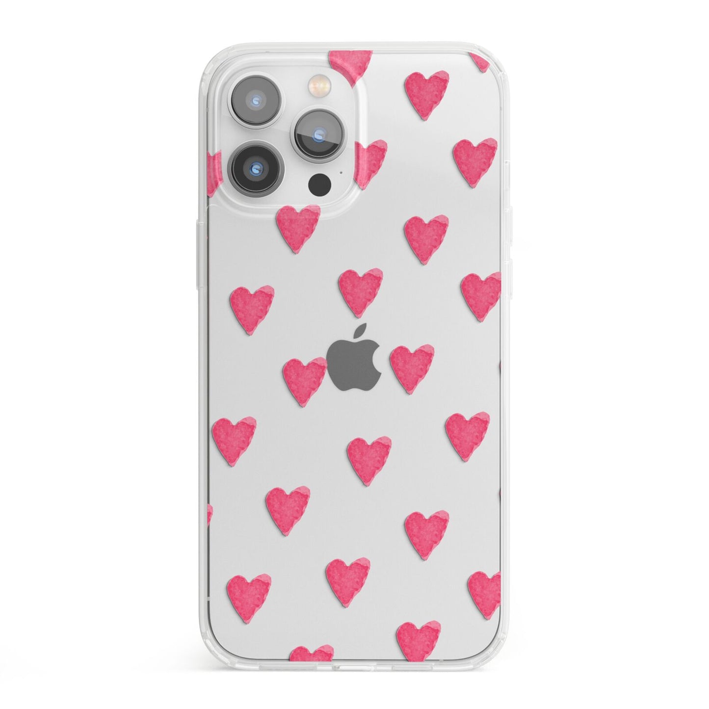 Heart Patterned iPhone 13 Pro Max Clear Bumper Case