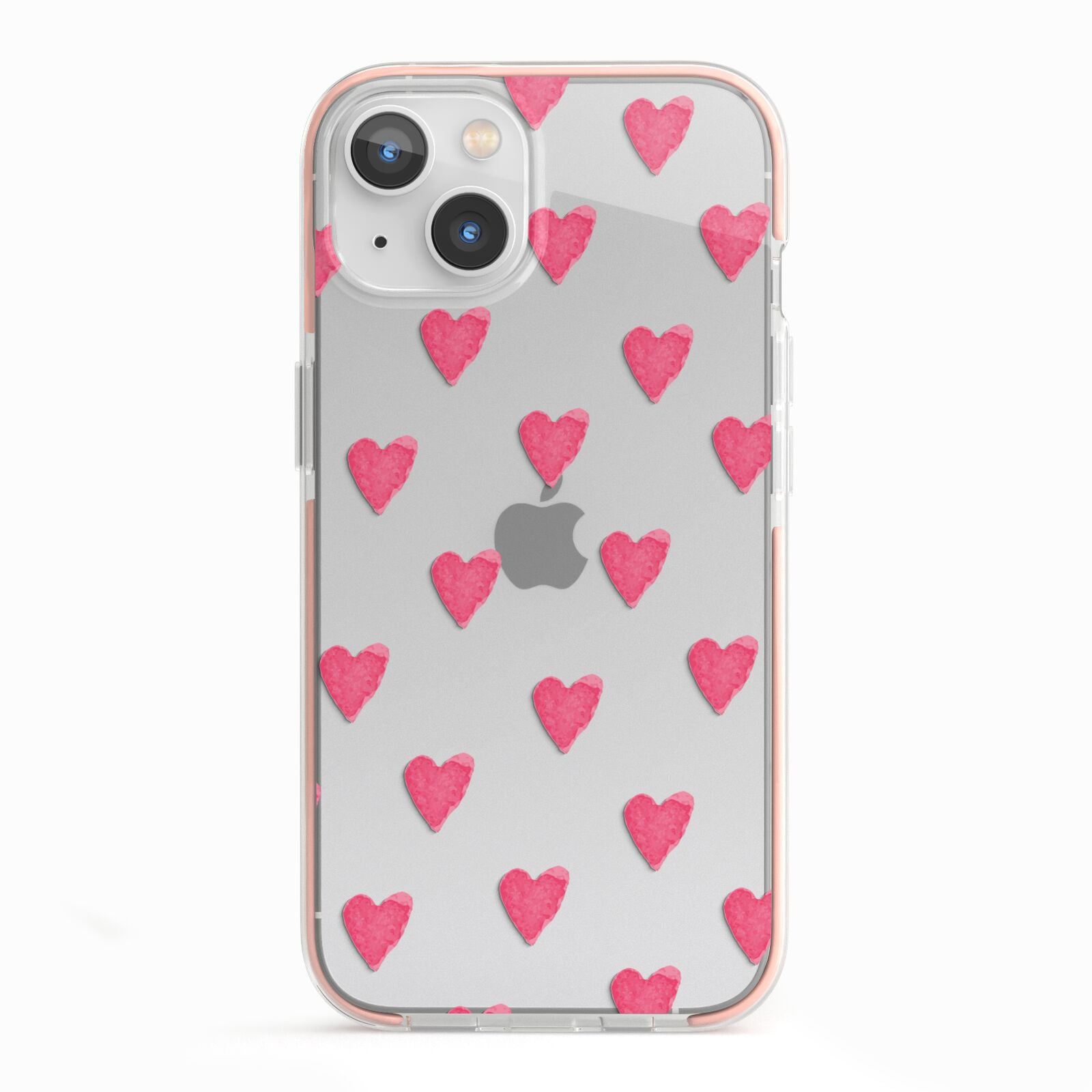 Heart Patterned iPhone 13 TPU Impact Case with Pink Edges