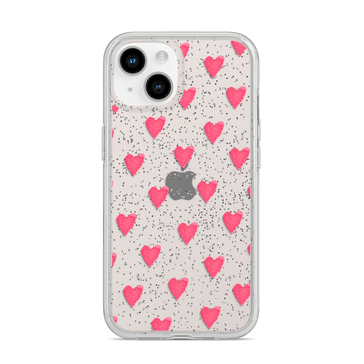 Heart Patterned iPhone 14 Glitter Tough Case Starlight