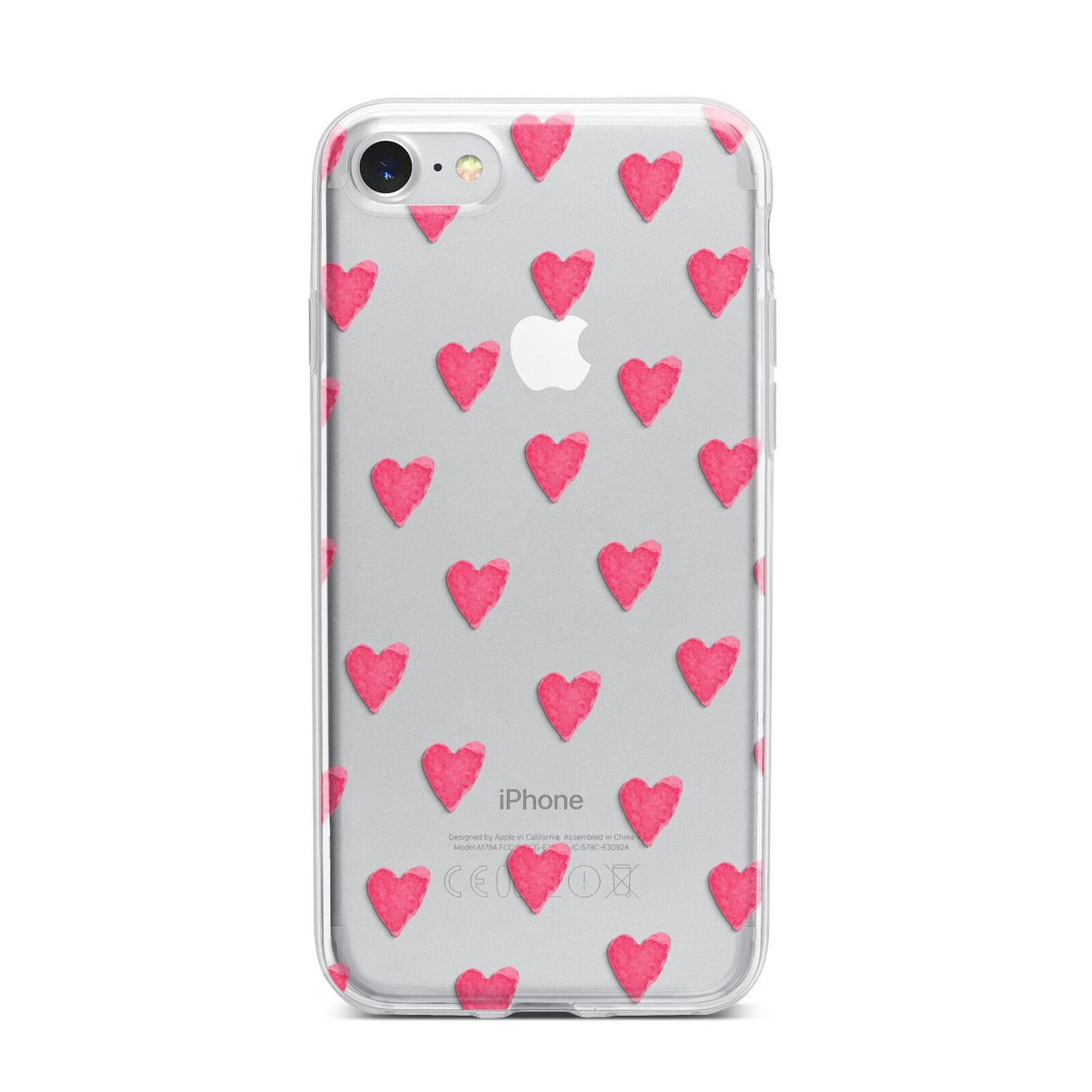 Heart Patterned iPhone 7 Bumper Case on Silver iPhone