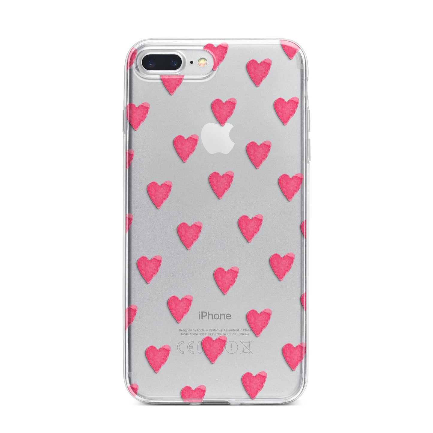 Heart Patterned iPhone 7 Plus Bumper Case on Silver iPhone