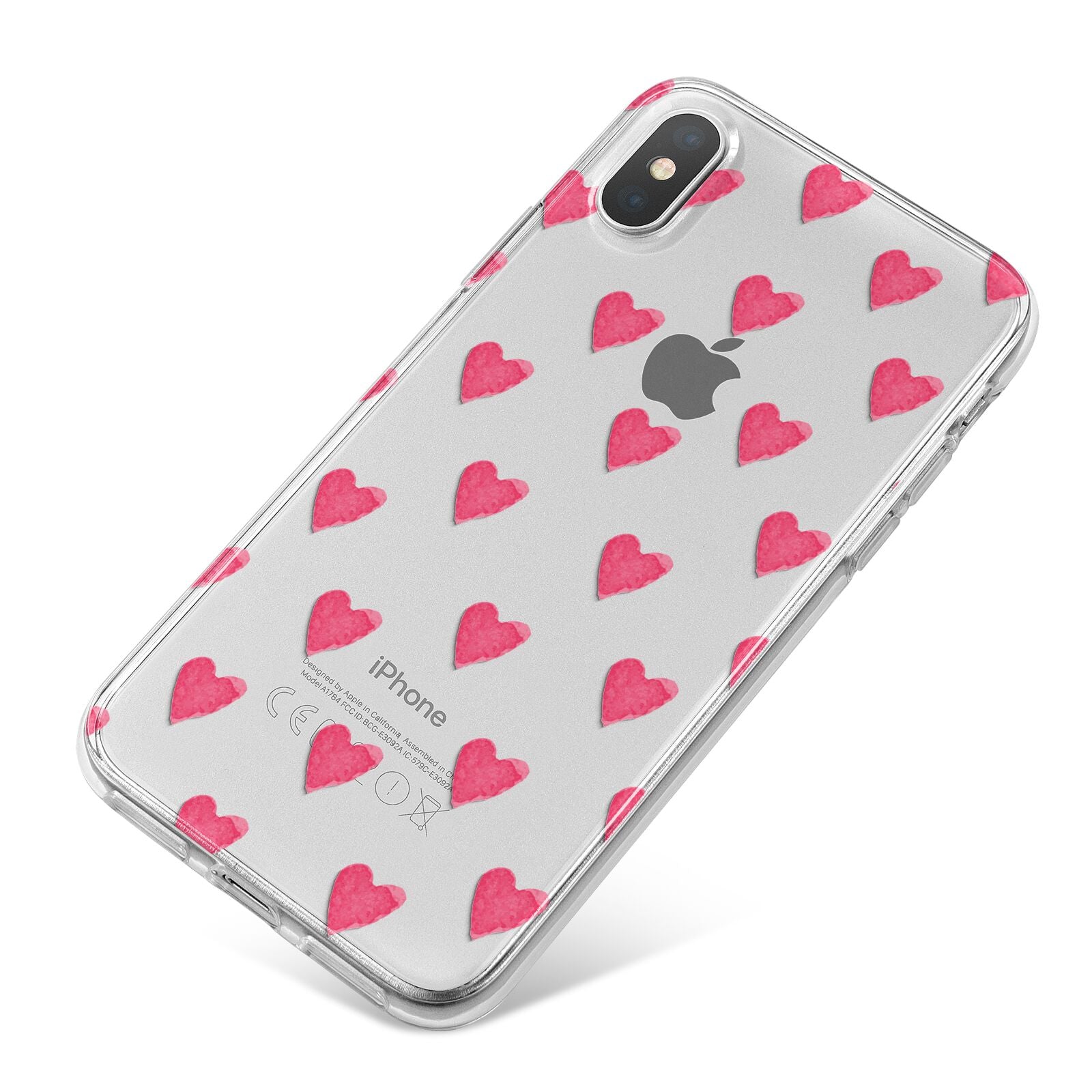 Heart Patterned iPhone X Bumper Case on Silver iPhone