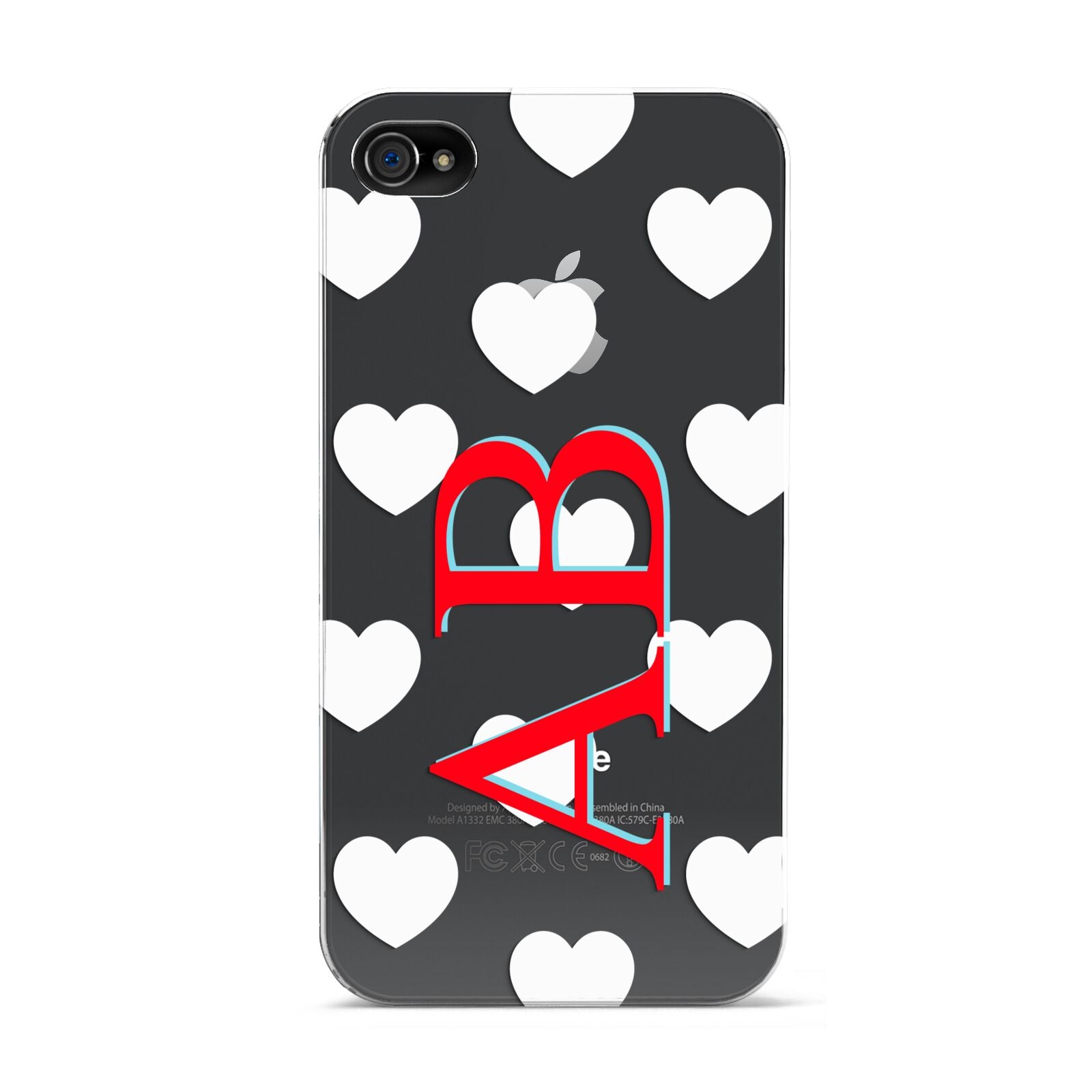 Heart Print Initials Apple iPhone 4s Case