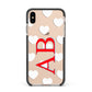 Heart Print Initials Apple iPhone Xs Max Impact Case Black Edge on Gold Phone