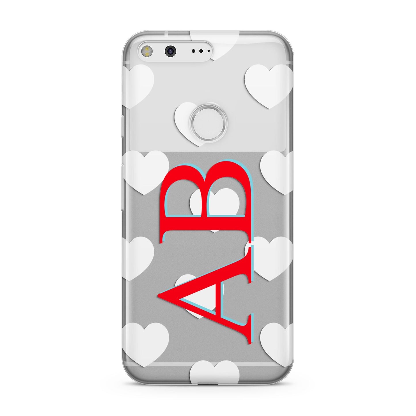 Heart Print Initials Google Pixel Case