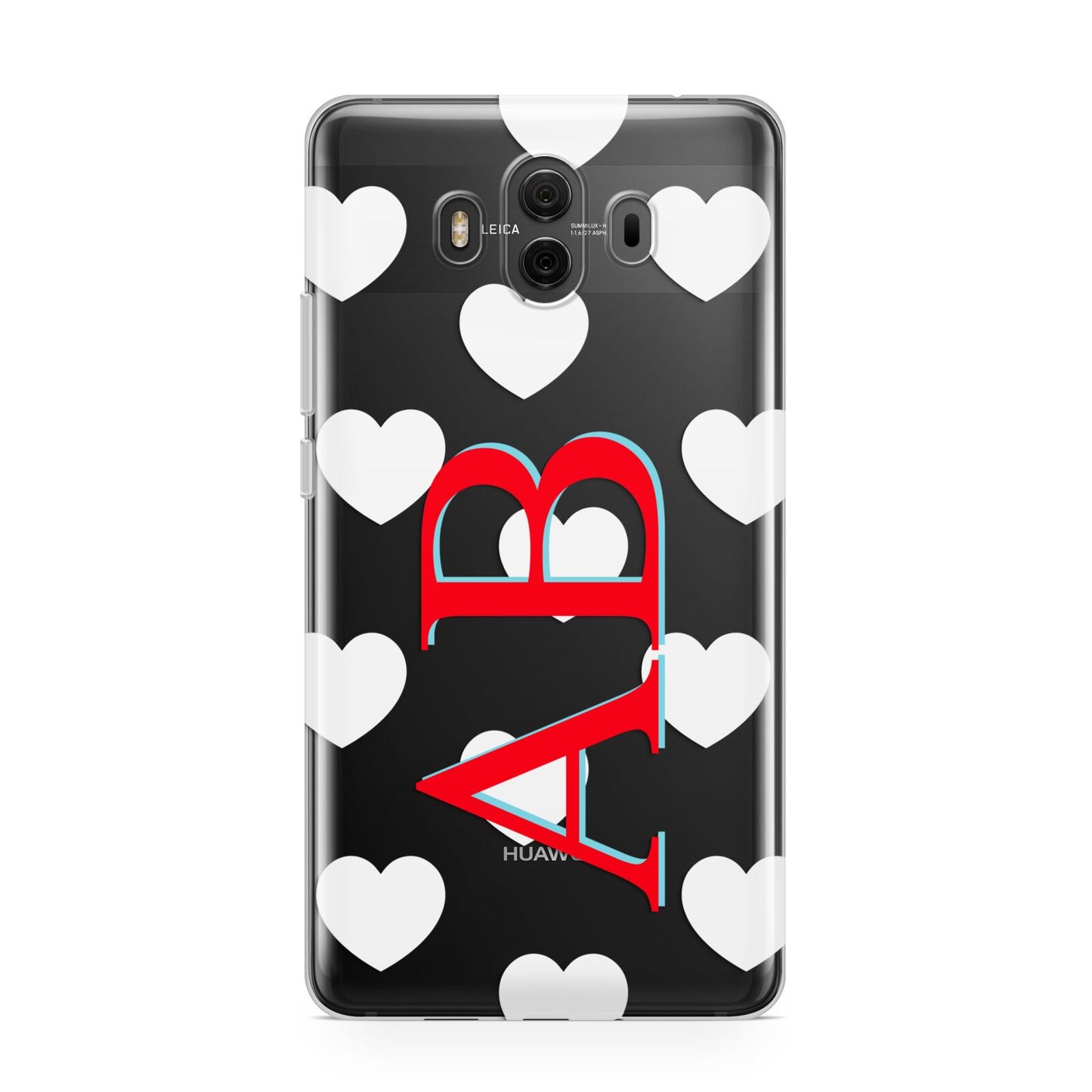 Heart Print Initials Huawei Mate 10 Protective Phone Case