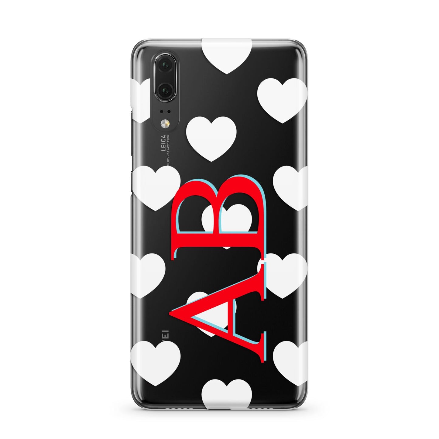 Heart Print Initials Huawei P20 Phone Case