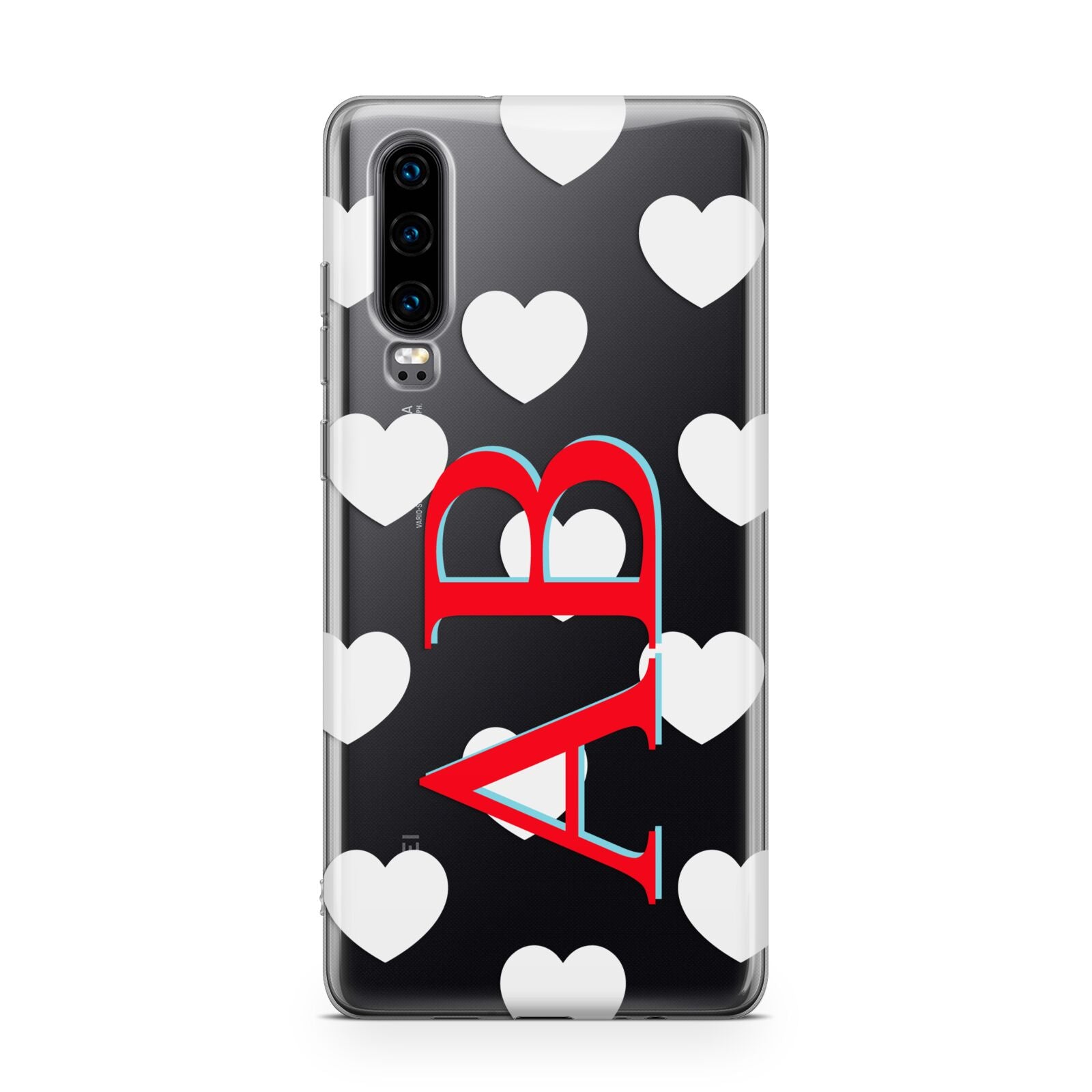 Heart Print Initials Huawei P30 Phone Case