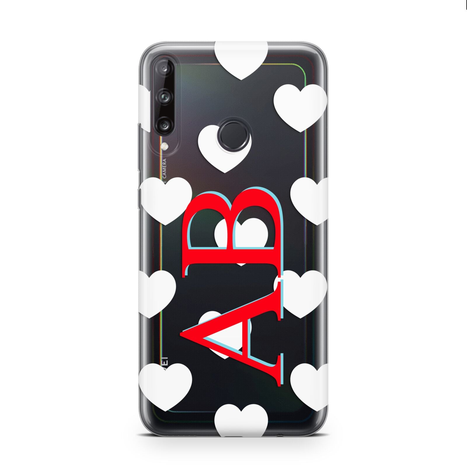 Heart Print Initials Huawei P40 Lite E Phone Case