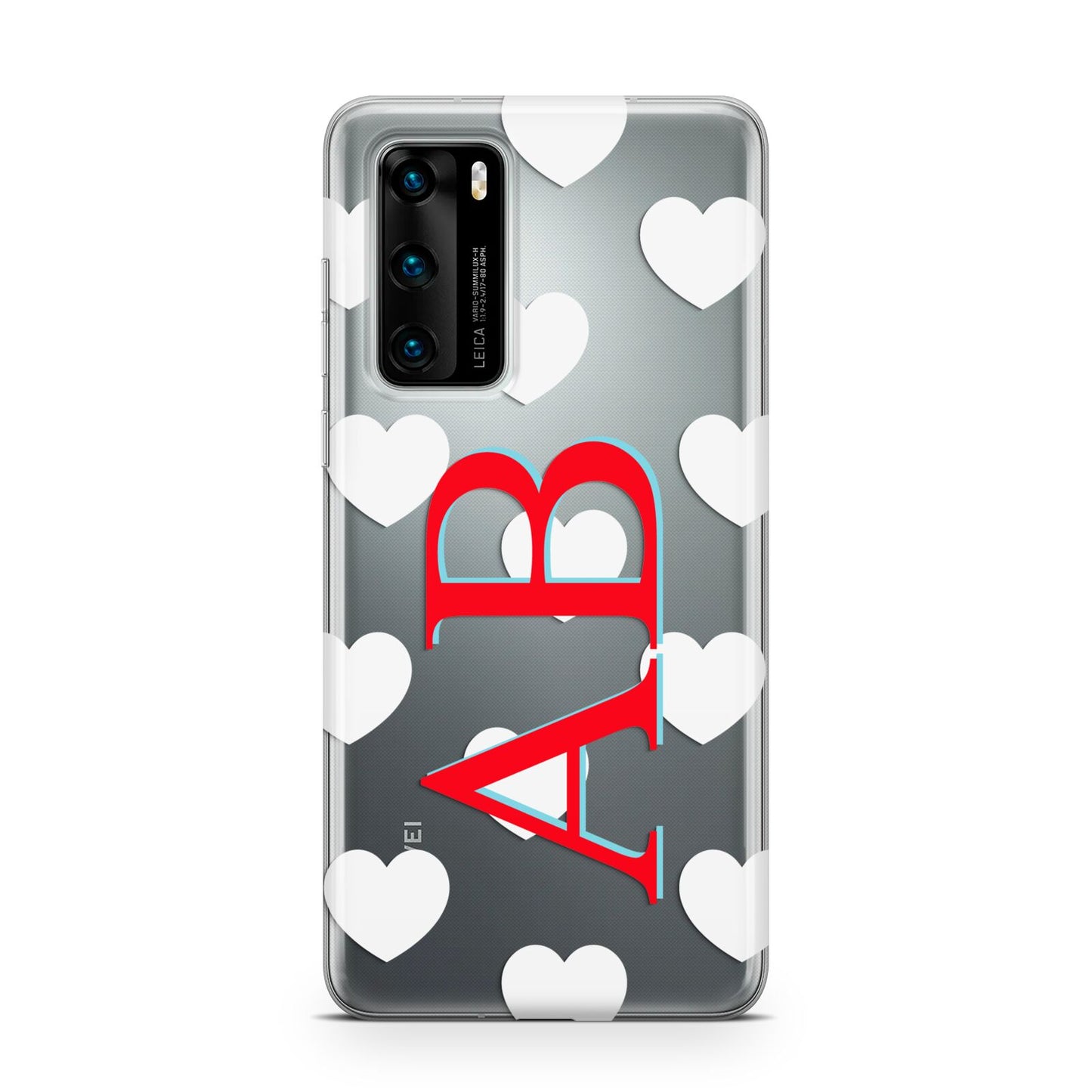 Heart Print Initials Huawei P40 Phone Case