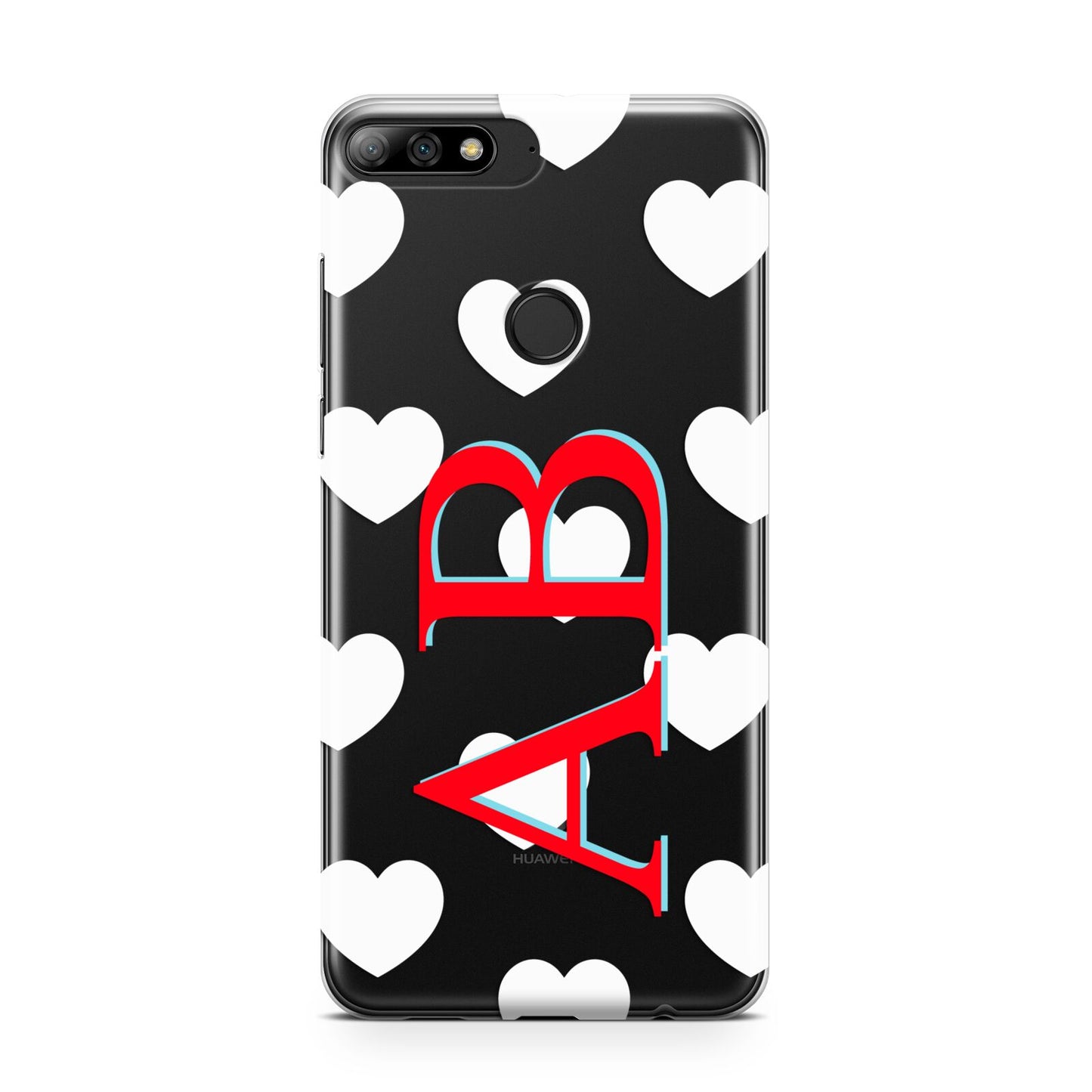 Heart Print Initials Huawei Y7 2018