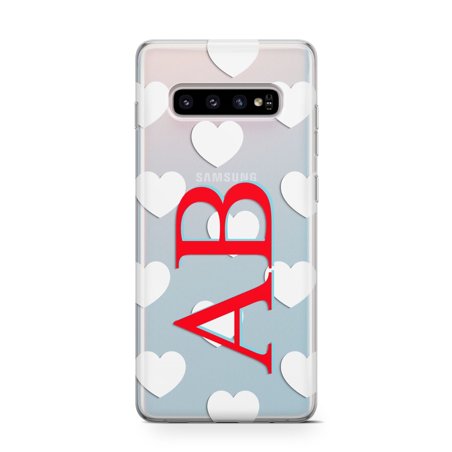 Heart Print Initials Protective Samsung Galaxy Case