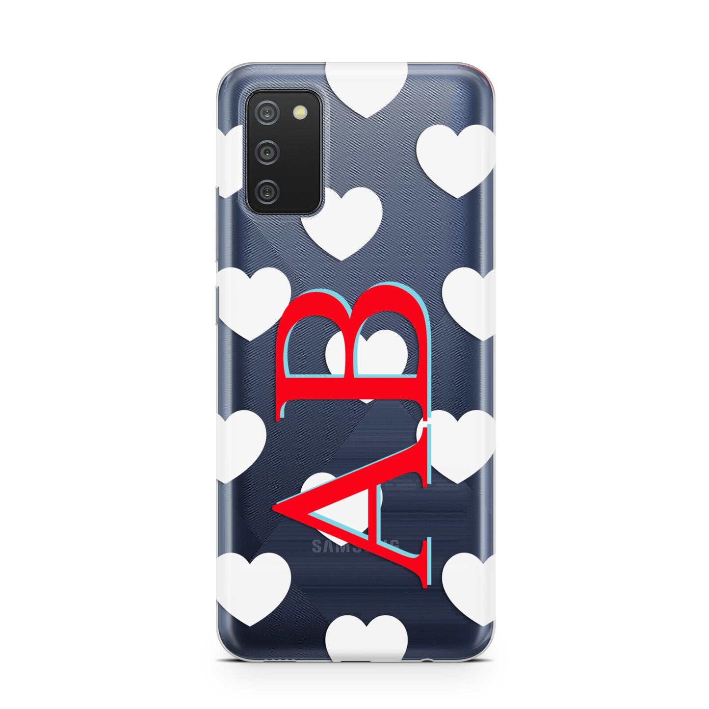 Heart Print Initials Samsung A02s Case