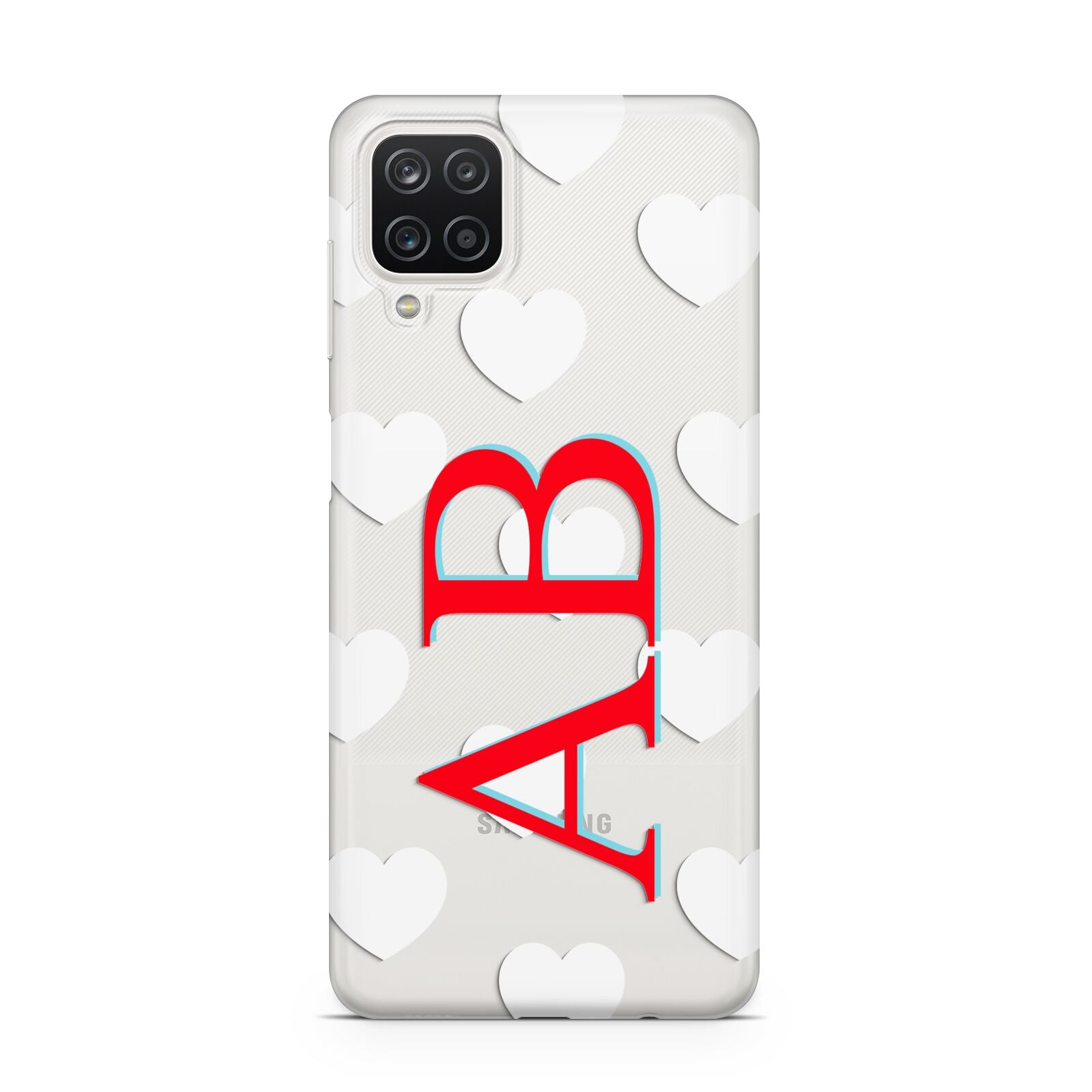 Heart Print Initials Samsung A12 Case