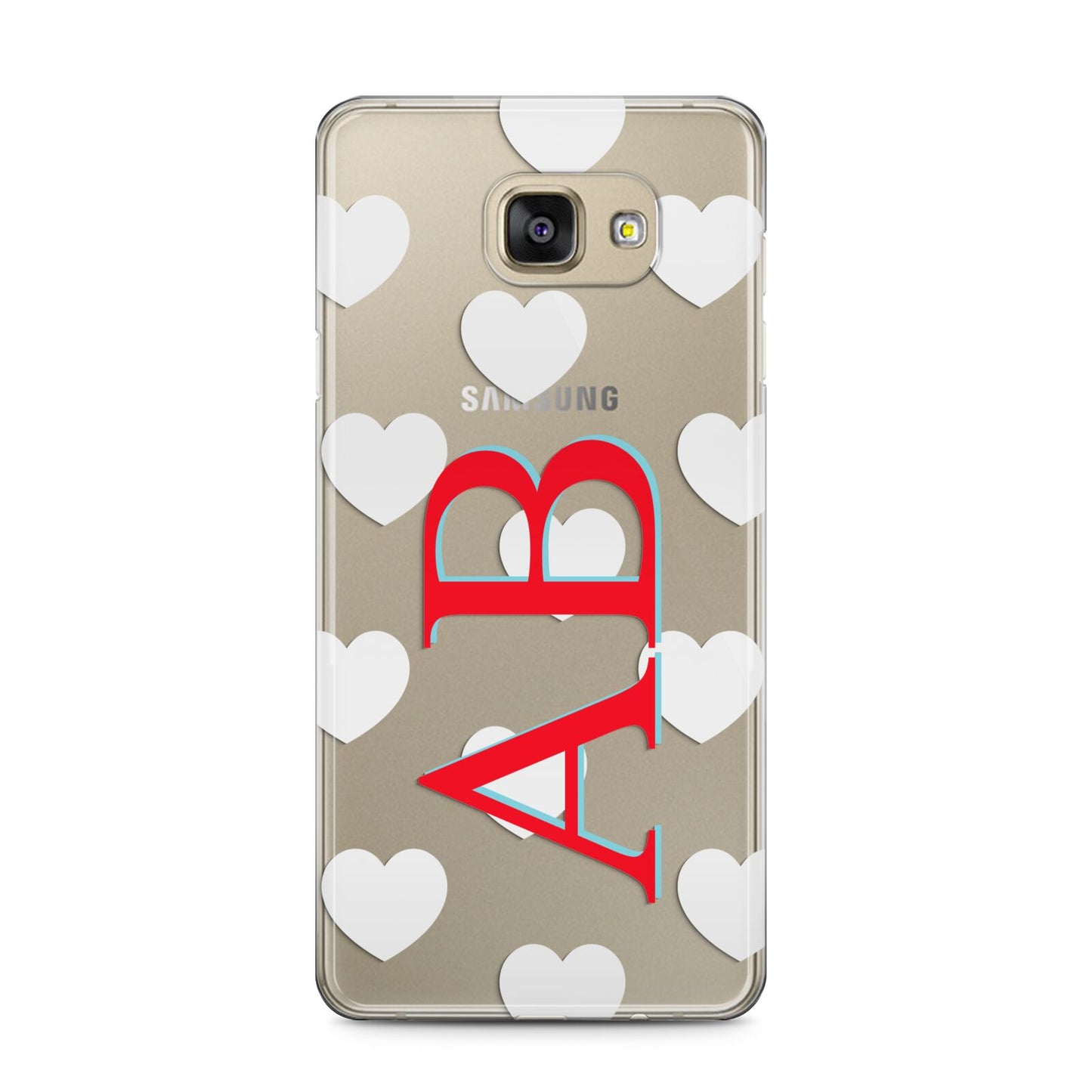 Heart Print Initials Samsung Galaxy A5 2016 Case on gold phone